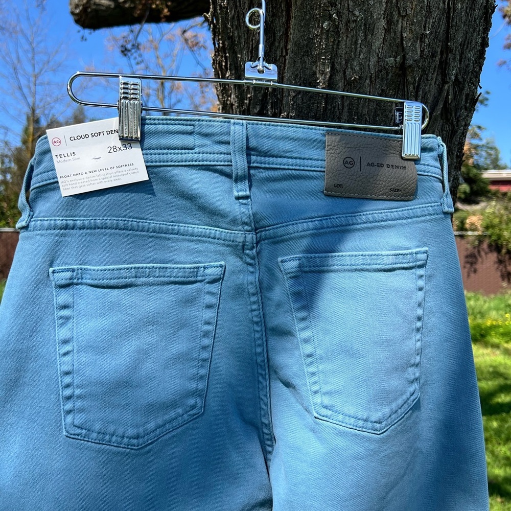 Ag Adriano Goldschmied Men’s Light Blue Slim Straight Jeans factory white spots - Picture 4 of 12